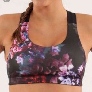 lululemon black floral all sports bra size 2